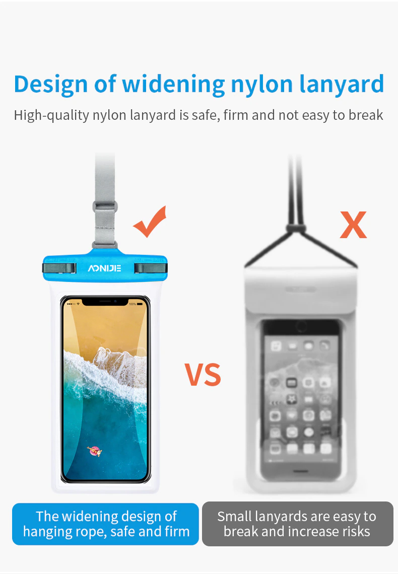 มุมมองเพิ่มเติมของสินค้า AONIJIE ซองกันน้ำ กระเป๋ากันน้ำ มือถือ Waterproof Phone Case มาตรฐาน IPX8 พร้อมสายคล้องคอ สำหรับขนาดหน้าจอ 7 นิ้ว สัมผัสหน้าจอได้ ถ่ายรูป VDO ใต้น้ำ ดำน