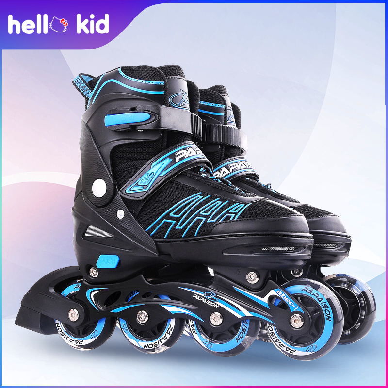 hello kid Roller Blade Skate รองเท้าอินไลน์สเก็ต ของเด็กหญิงและชาย ออกแบบdoubleล็อก ปลอดภัย ล้อมีไฟ (s 26-32) (m 33-37) (L 38-42)