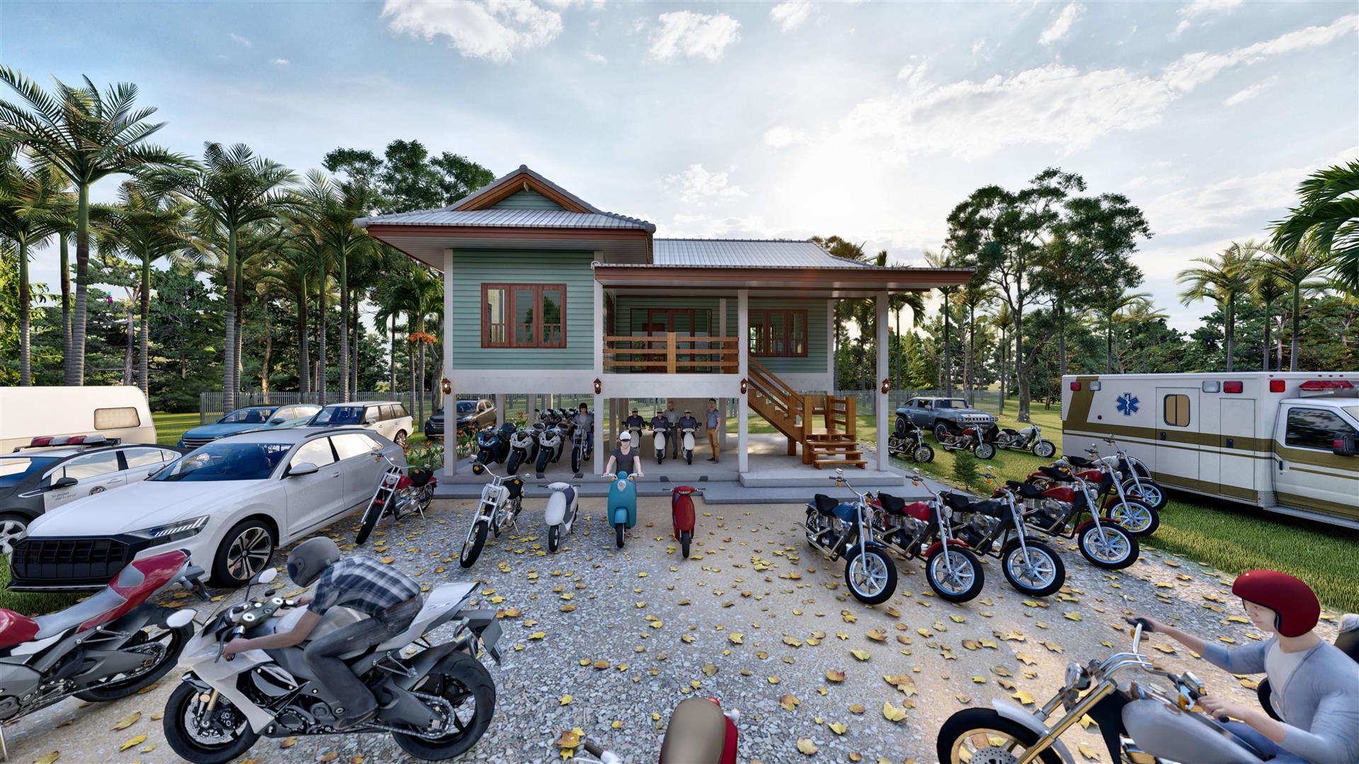 แบบบ้านไม้ยกพื้นสูง 2ห้องนอน 2ห้องน้ำ 1ห้องโถง1ห้องครัวพื้นใต้ถุนโล่งหนีน้ำท่วมแบบบ้านสำหรับขออนุญาตปลูกสร้างและยื่นกู้ธนาคารด้วย BOQ ราคา  5,000 บาท*ส่งฟรี