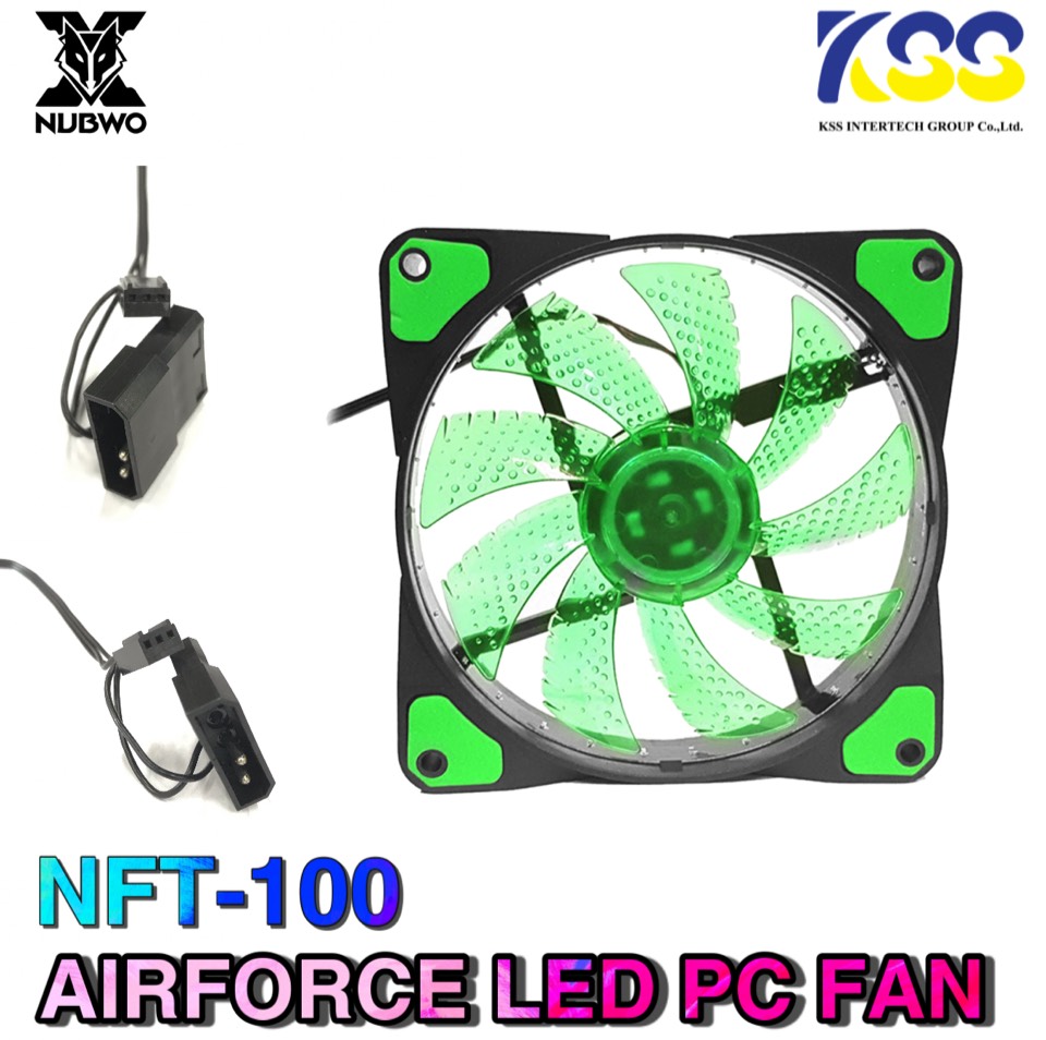 พัดลมเคส Nubwo Airforce NFT-100 120mm Fan Case พัดลมคอม ไฟLED ลมแรง NFT100  รับประกันของแท้