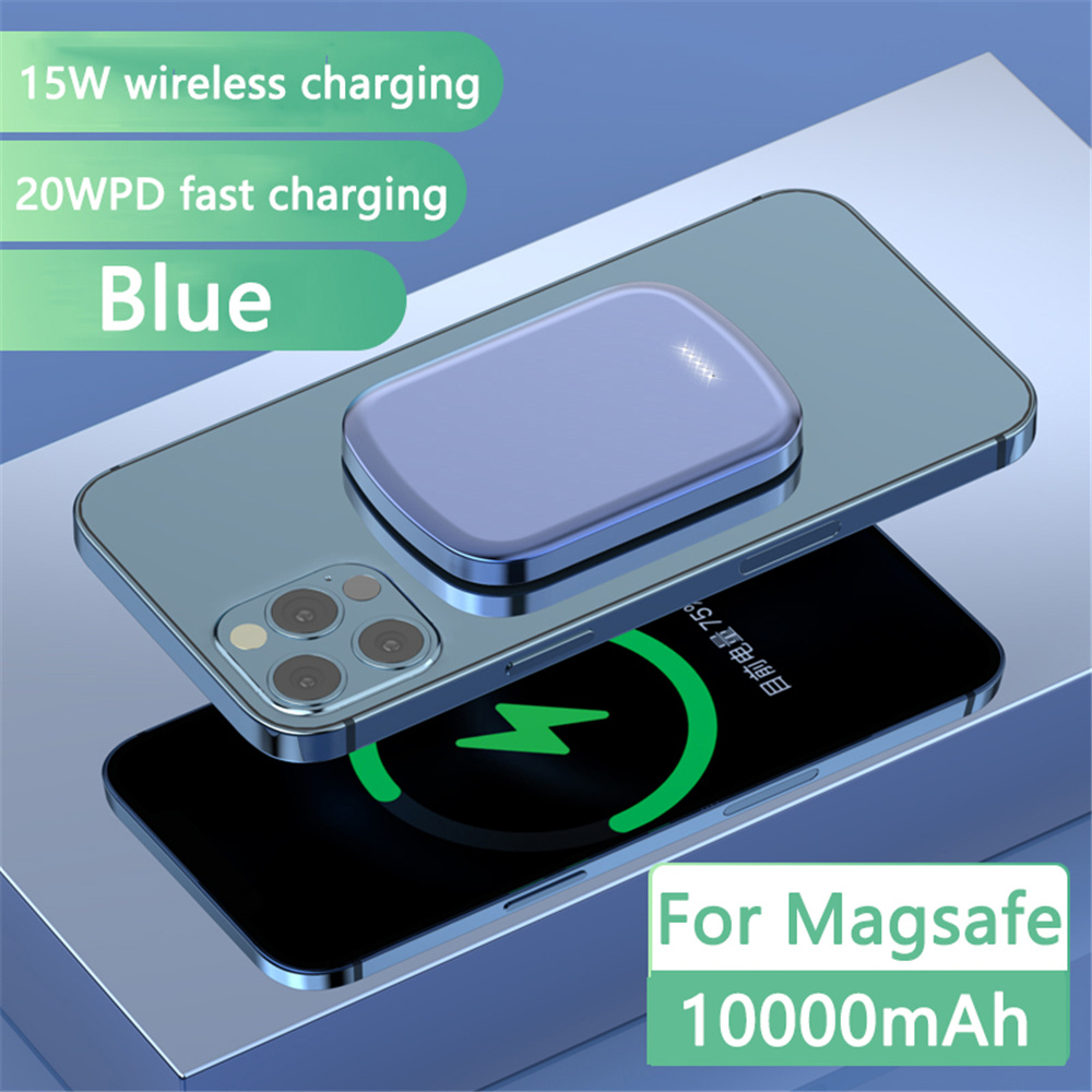 แหล่งจ่ายไฟสำรองแม่เหล็กแบบพกพาMagnetic Power Bank สำหรับ Magsafe Charger 10000mAh ภายนอกแบตเตอรี่สำหรับ iPhone 12 Pro Max 12 Mini 15W Fast Wireless CHARGING PowerBank Samsung S20 S10 Android