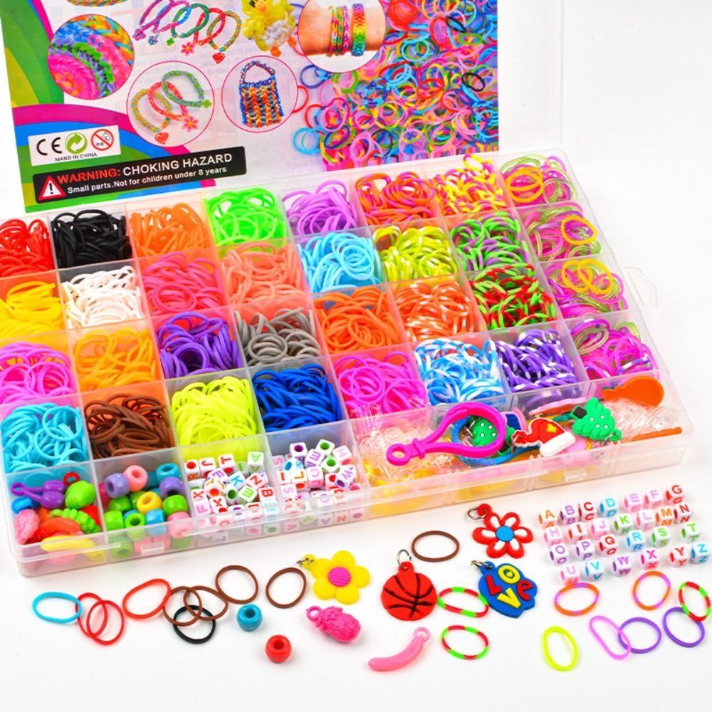 Colorful Rubber Loom Bands Elastic DIY Set Box Girls Gift Weaving