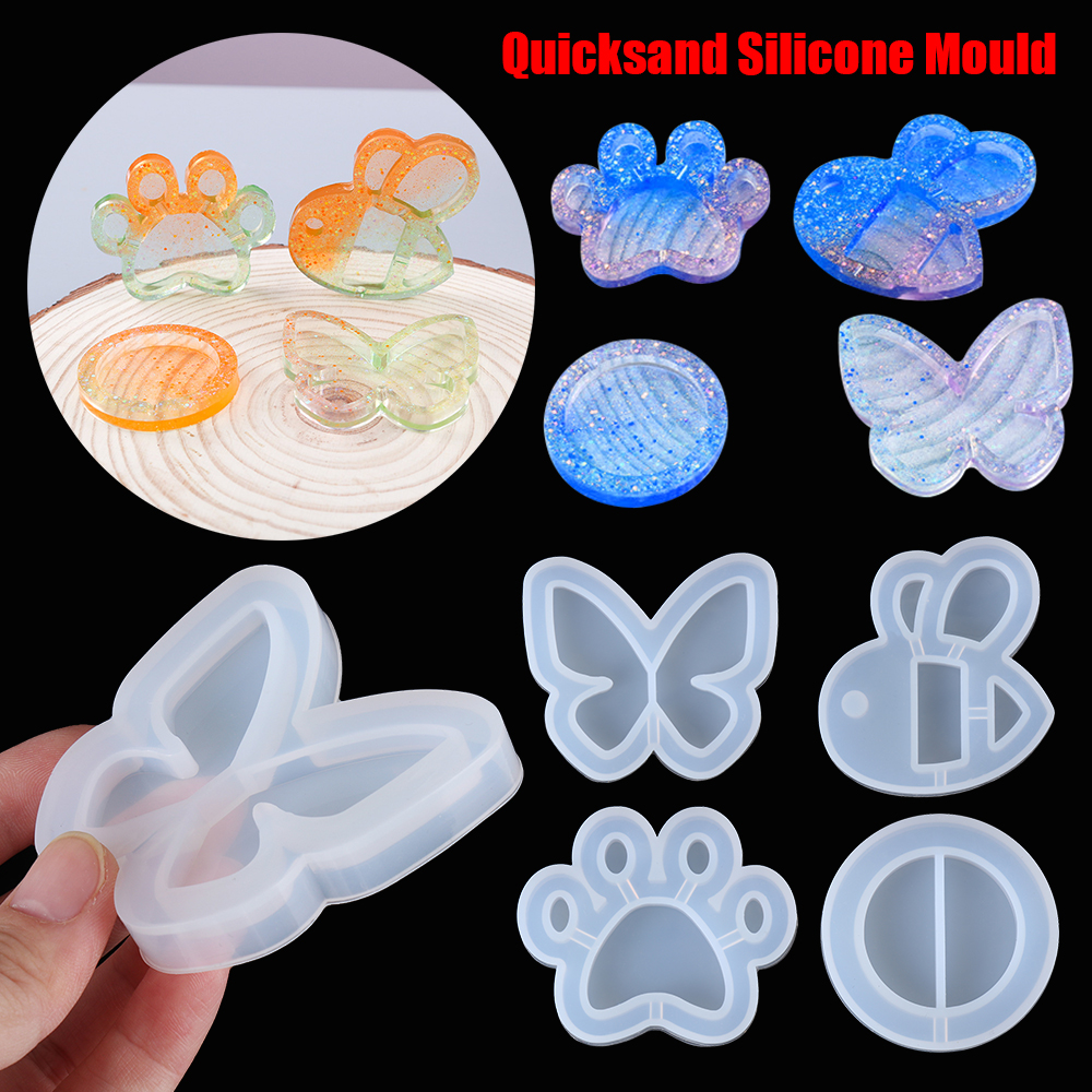 UC50A1ALX Butterfly UV Epoxy Jewelry Making Tools Crystal Pendant Shaker Resin Mold Hanging Tags Quicksand Silicone Mould Key Chain Molds