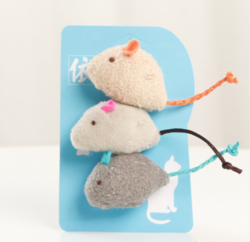 F-ของเล่นแมว ตุ๊กตาหนู Cat mouse toy !! 1แพ็ค / 3 ตัว