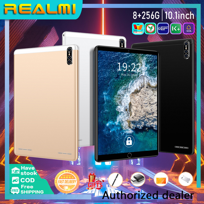 ศูนย์ไทย Realmi แท็บเล็ต 16 ล้านพิกเซล แท็บเล็ตถูกๆ Tablet PC 10.1 นิ้ว android 9.1 tablet แท็บเล็ตพีซีราคาถูก Ram8GB Rom256GB Dual SIM Dual Standby แท็บเล็ตพีซีสำหรับธุรกิจแท็บเล็ตพีซีทุกรอบจัดส่งฟรีและให้การรั รองรับภาษาขนาดเล็กจำนวนมากและภาษาไทย