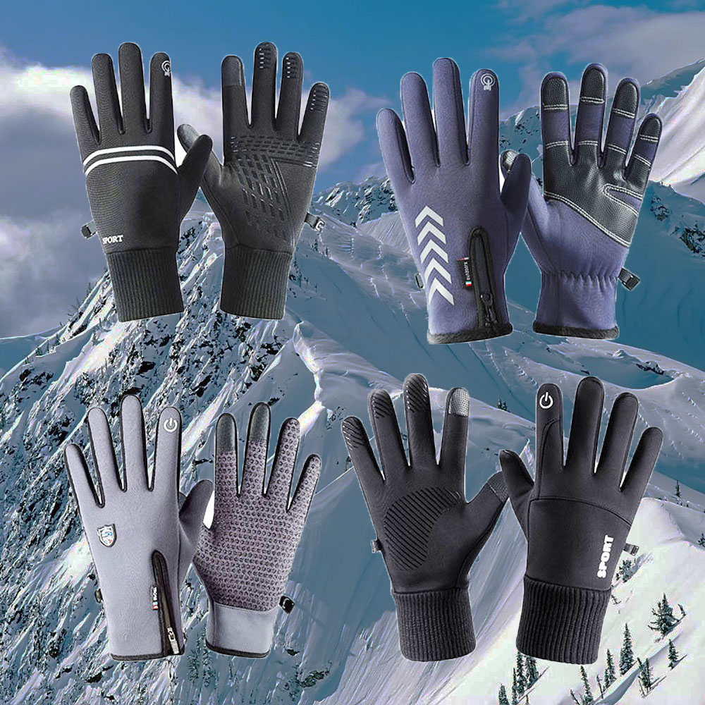 HILBAT เล่นสกี Night Reflective Strip Touchscreen ถุงมือกันลมกันน้ำถุงมืออุ่น Anti-Slip Mitts ถุงมือสำหรับผู้ชาย