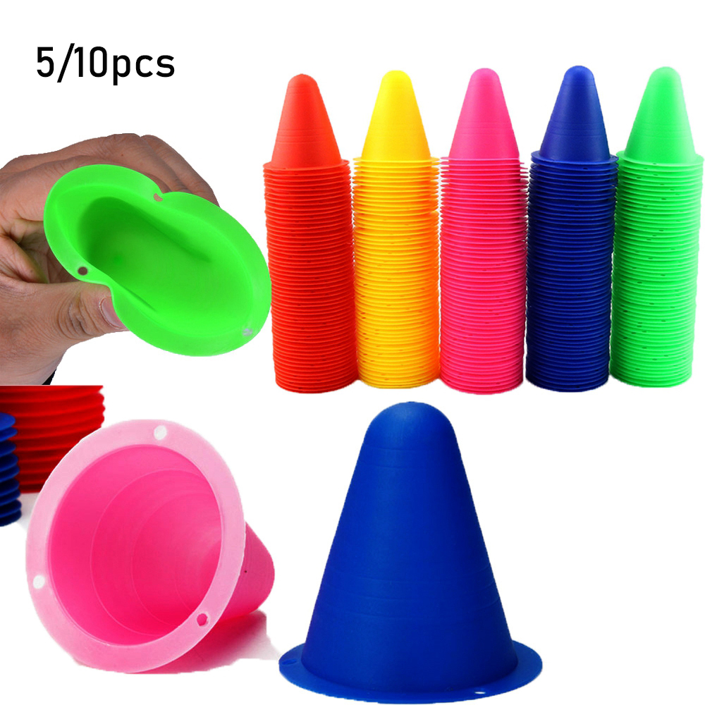 CAEDRU469 5/10Pcs 5 colors Roadblock Accessories Sports Roller Skating Tool Training Equipment Marking Cup Football Soccer Rollers Skate Marker Cones