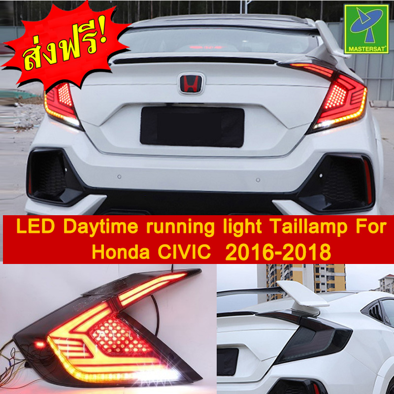 Mastersat HONDA Civic รุ่นปี 2016-19 Taillamp แบบA โคมไฟท้าย ไฟวิ่ง Led +ไฟเลี้ยว ในกันชน ตรงรุ่น วัสดุ ABS อย่างดี กันน้ำ ไฟหรี่ ไฟแต่งรถ ไฟรถแต่ง ใส่แล้วสวยกว่าเดิม ราคา 9,900 บาท*ส่งฟรี