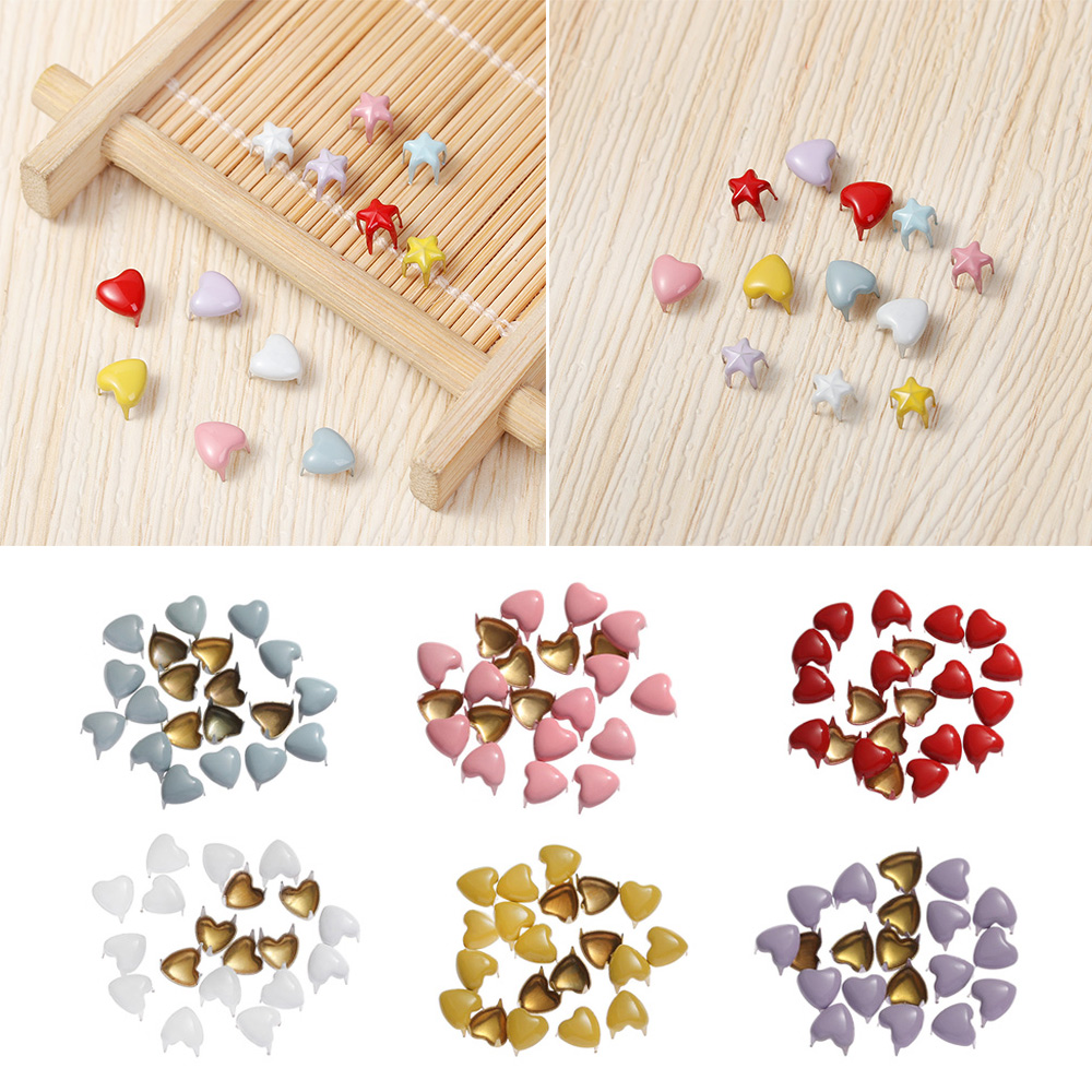 HIYRCH STORE 20Pcs 5/6mm Star Buckles Heart Buckles Handmade Sewing Accessories Decor Love Buttons Buckles Doll Clothing