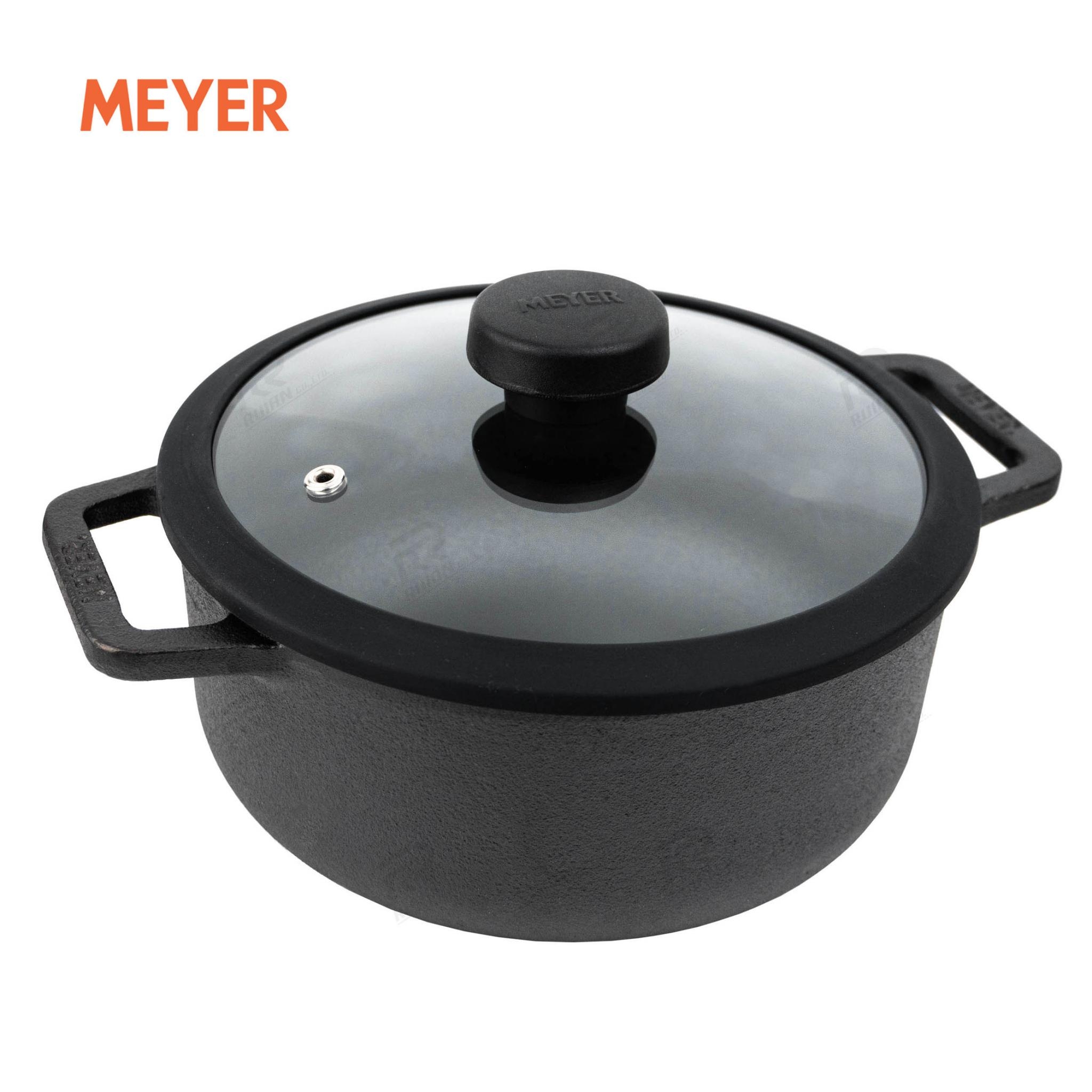 MEYER หม้อเหล็กหล่อ ขนาด 20 cm 24 cm พร้อมฝาแก้ว กระทะร้อน หม้อต้ม หม้ออเนกประสงค์ หม้อต้มอาหาร Cast iron pot ราคา 2,009 บาท*ส่งฟรี