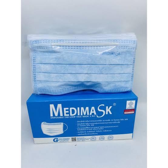Medimask หน้ากากอนามัย 3 ชั้น ป้องกันฝุ่นละอองขนาด PM 2.5 ( กล่องละ 50 ชิ้น )