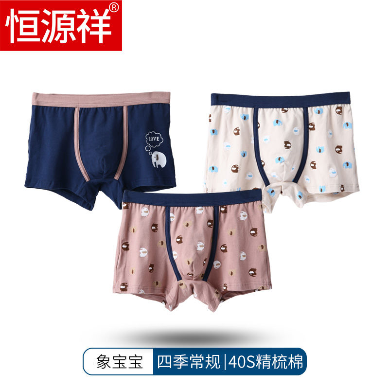 Hengyuanxiang ชุดชั้นในเด็กไขมันบวกปุ๋ยหลวมนักมวยเด็กใหญ่เพื่อเพิ่มเด็กผ้าฝ้ายกางเกงขาสั้นไขมัน
