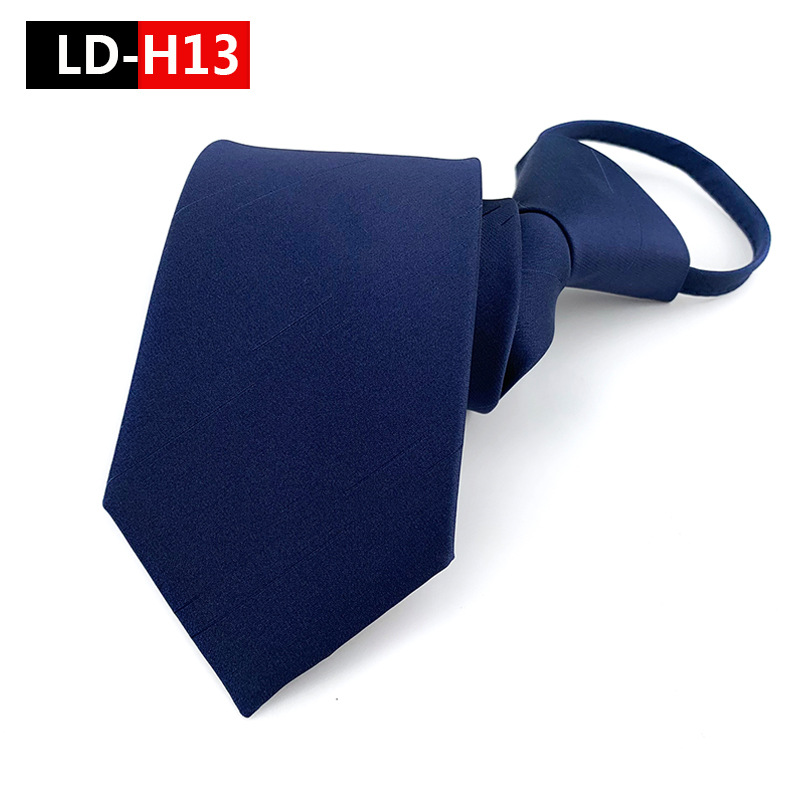 New Spot Tie Zipper Lazy Tie Fashion 7 Cm Striped Black Blue Tie Business Men