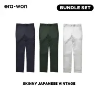 [Bundle Set 3 ตัวราคาพิเศษ] era-won กางเกงสแลคขายาว ทรงกระบอกเล็ก รุ่น Workday Skinny Japanese Vintage สี Grey/Green/Blue