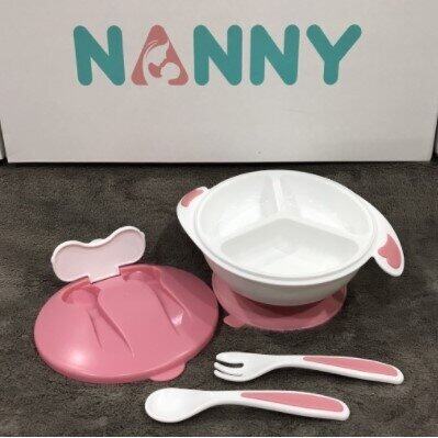 ชุดชามทานอาหาร พร้อมถาดแบ่งช่อง มีฝา+ช้อนส้อม N5752 Nanny (แนนนี่)