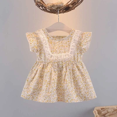 Baby girl dressเสื้อผ้าเด็กผู้หญิงกระโปรงแขนสั้นผ้าบางเย็นสวมใส่สบายชุดดอกไม้กระโปรงน่ารัก0~1~2~3ปี (3)