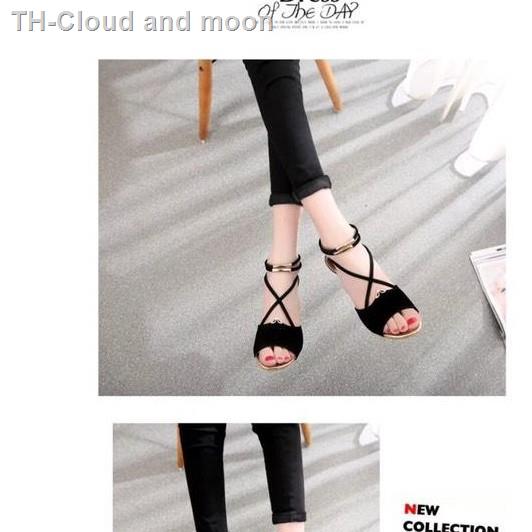 รองเท้าแตะผู้หญิงSH043รูปแบบใหม่ แฟชั่นสไตล์เกาหลีในฤดูร้อนสายรัดใส่สบายสีทึบหัวกลมที่เรียบง่ายรองเท้าส้นต่ำหุ้มส้น