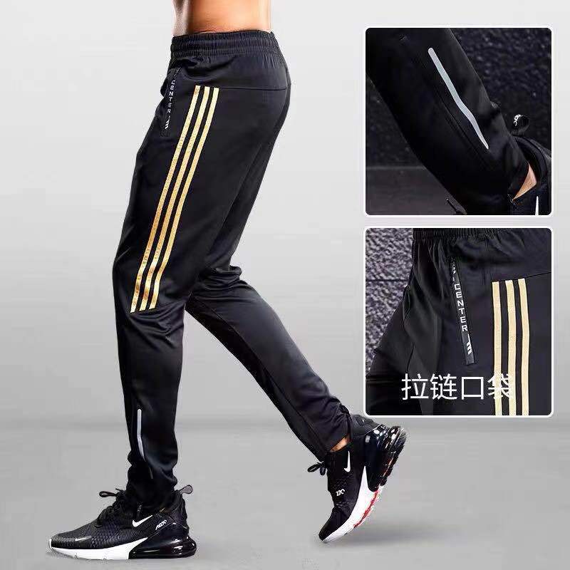 กางเกง Jogger Pants กางเกงขายาวผู้ชาย กางเกงกีฬาบางแห้งเร็วผ้ายืดเอวยืดกางเกงวิ่งออกกำลังกายAdidas#long pants