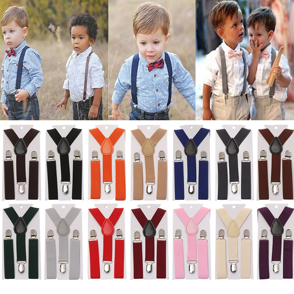 CBT 1Pc ของขวัญใหม่แฟชั่นเด็กน่ารักยืดหยุ่นวงเล็บเด็ก Suspenders สีทึบสายรัดปรับได้คลิป