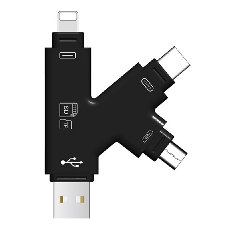 ประเภท-C Micro-USB 4 In 1เครื่องอ่านการ์ดอะแดปเตอร์สำหรับที่ชาร์จยูเอสบีipad iPhone 12 11 Android MacBook OTG TF ตัวอ่าน SD