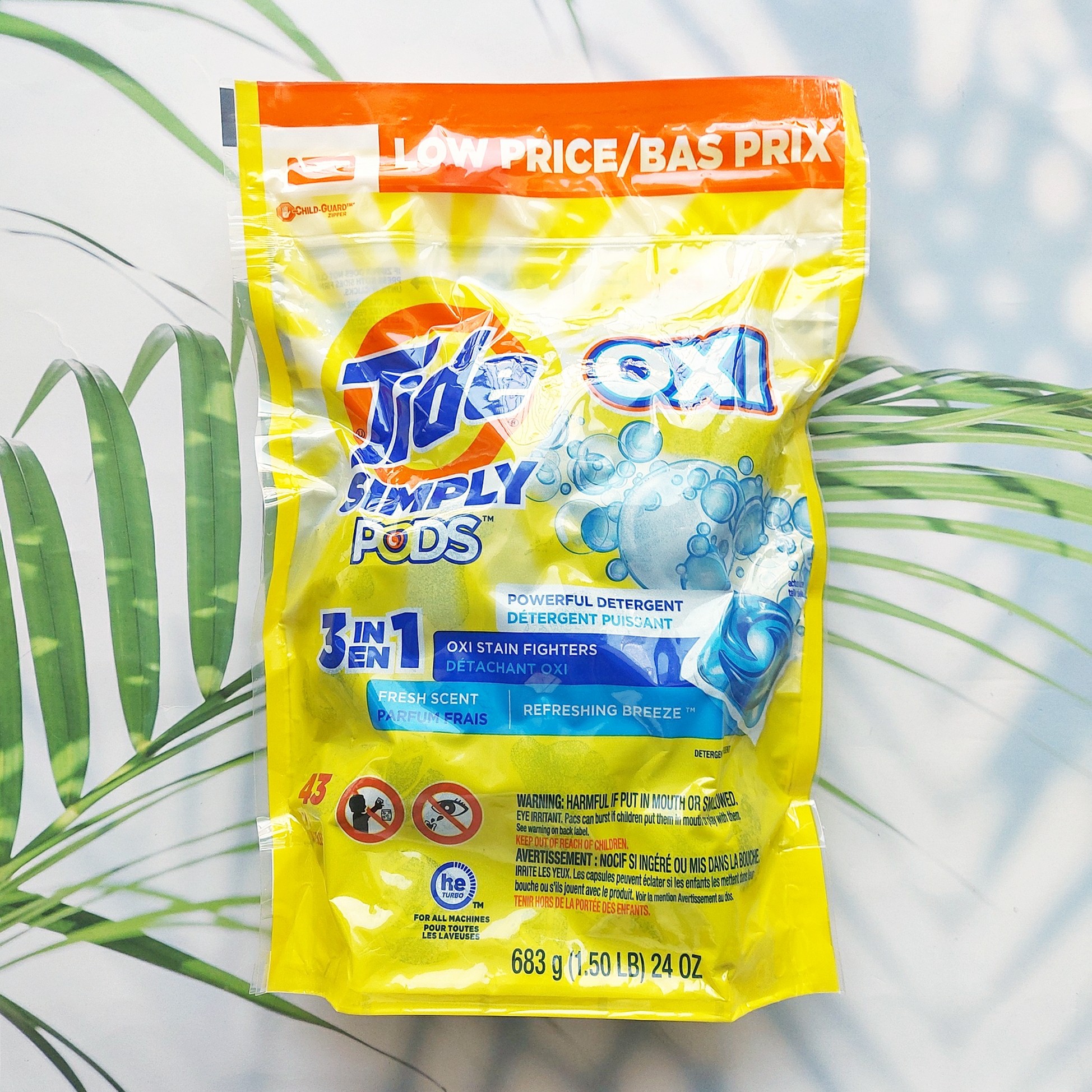เจลบอลซักผ้า กลิ่นรีเฟรชชิ่ง บรีซ Tide® Simply PODS + OXI Liquid Laundry Detergent Refreshing Breeze 43 Count เจลบอล น้ำยาซักผ้า แคปซูลซักผ้า เม็ดซักผ้า ราคา 1,724 บาท*ส่งฟรี