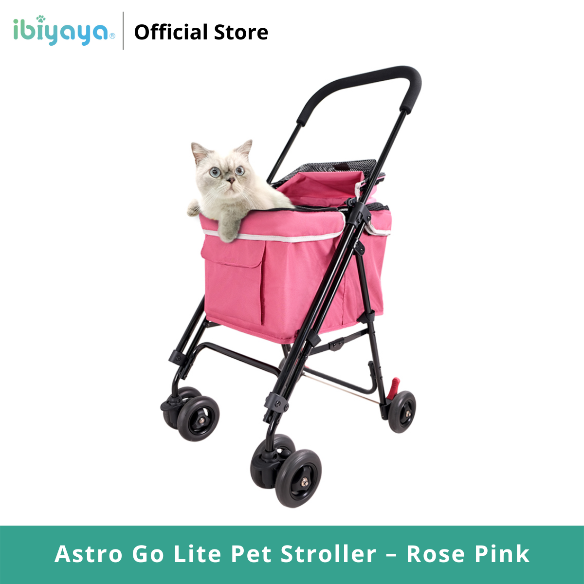 Ibiyaya Astro Go Lite Pet Stroller – Rose Pink รถเข็นสุนัข แบบ4ล้อ รับน้ำหนักได้ 8 Kg. ราคา 3,835 บาท*ส่งฟรี