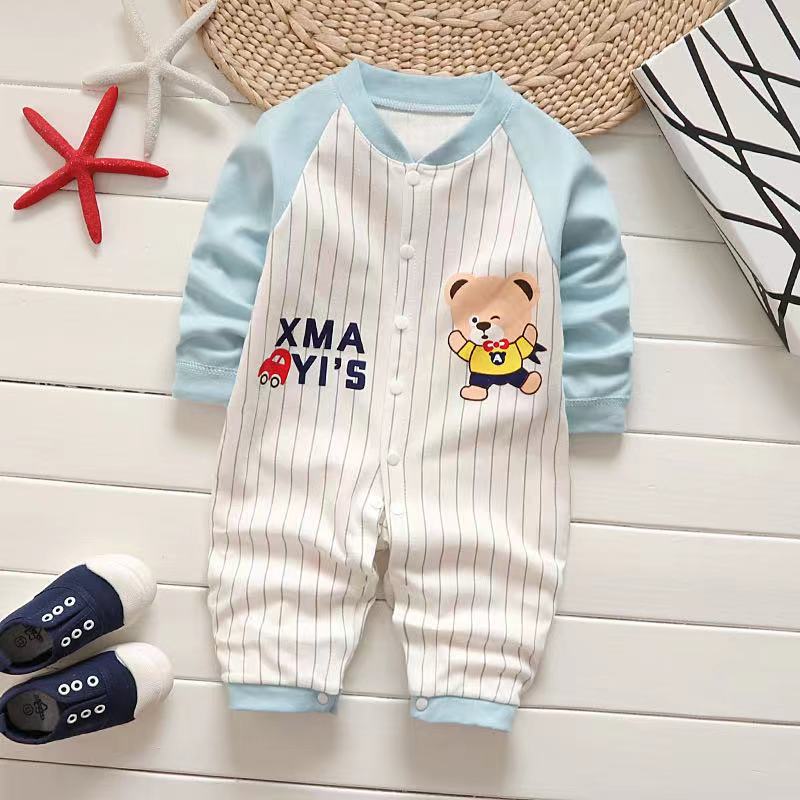 Babyonline(Y304)N5ขายาวกระดุมหน้ารุ่นA ชุดเด็กแรกเกิดการ์ตูนหมี เสื้อผ้าเด็กแรกเกิด บอดี้สูทเด็ก ชุดนอนเด็กอ่อน