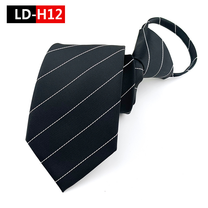 New Spot Tie Zipper Lazy Tie Fashion 7 Cm Striped Black Blue Tie Business Men