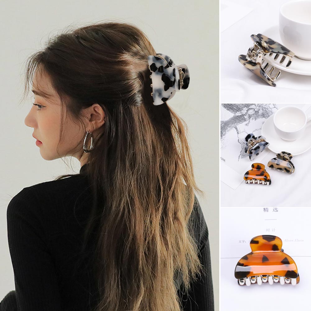 F8C503Y Fashion Acrylic Hair Accessories Shinny Barrette Hair Clamps Metal Hairpins Hair Claw Clip