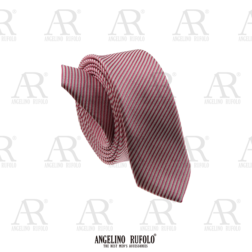 ANGELINO RUFOLO Necktie(เนคไท) ผ้าไหมทออิตาลี่คุณภาพเยี่ยม ดีไซน์ Stripe Pattern เทาอ่อน/เลือดหมู/กรมท่า/ชมพู/น้ำเงิน/ฟ้า-เหลือง/ส้มเข้ม/ม่วง
