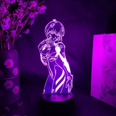 Anime 3D LED Night Light EVA Ayanami Rei Figure 16 Colors Changing Lamp For Kids Bedroom Decor Table Gift Lamp Dropping (1)
