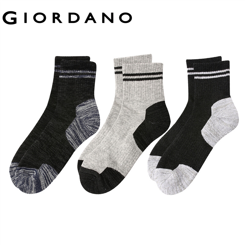 Giordano ถุงเท้าหุ้มข้อ หลายสี เข้าได้กับทุกชุด ดูลุคสุภาพบุรุษ จำนวน 3 คู่ Free Shipping 01152611