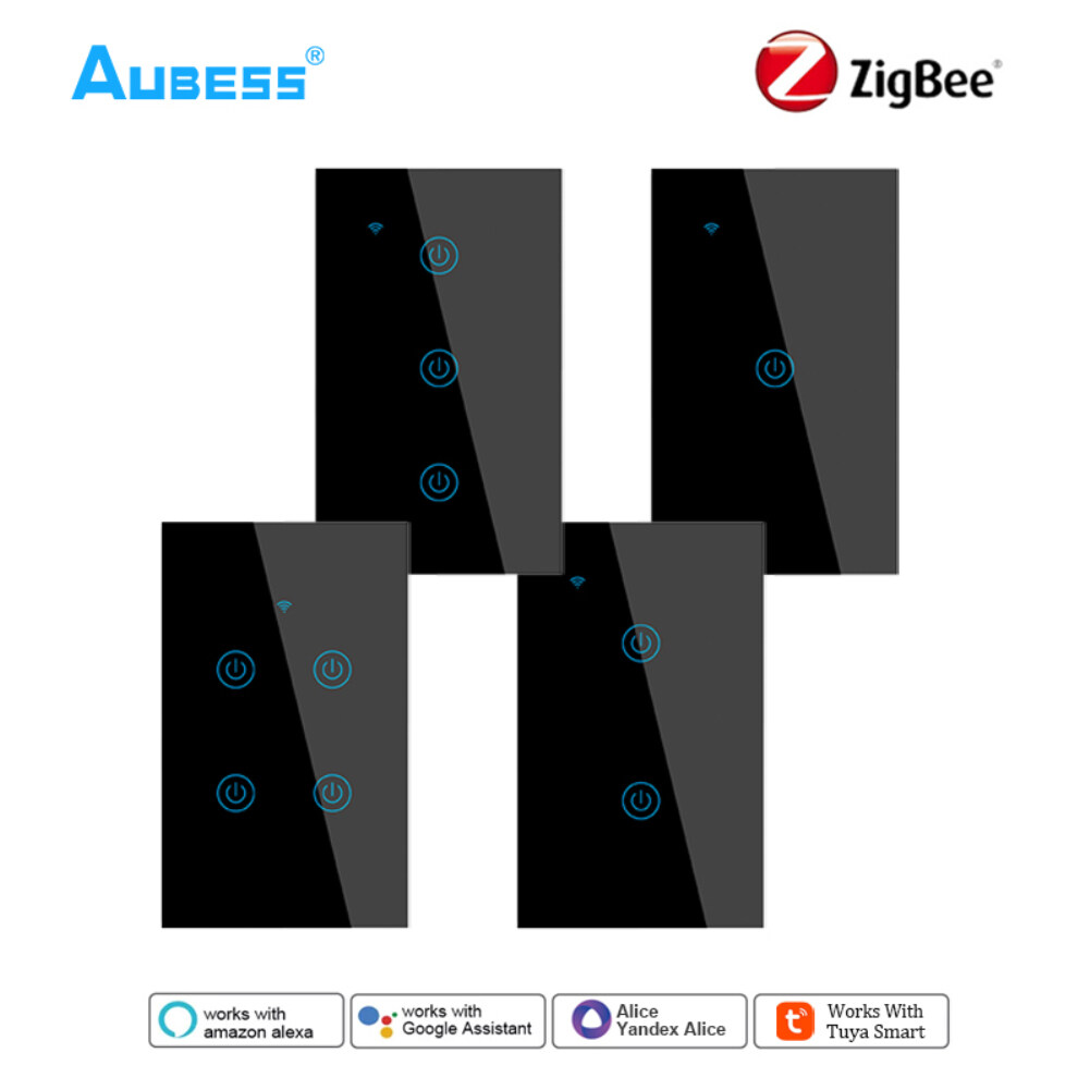 TUYA Zigbee 3.0 Smart Touch Switch Home Light Wall Button Work With AlexaGoogle Home APP control+voice control+switch touch control (US)