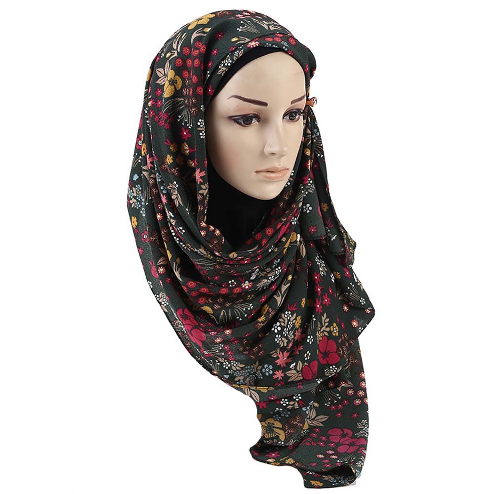 JIAWEIS ชีฟองแฟชั่น Seersucker ผู้หญิง Hijabs ผ้าพันคอมุสลิมผ้าพันหัว Wraps
