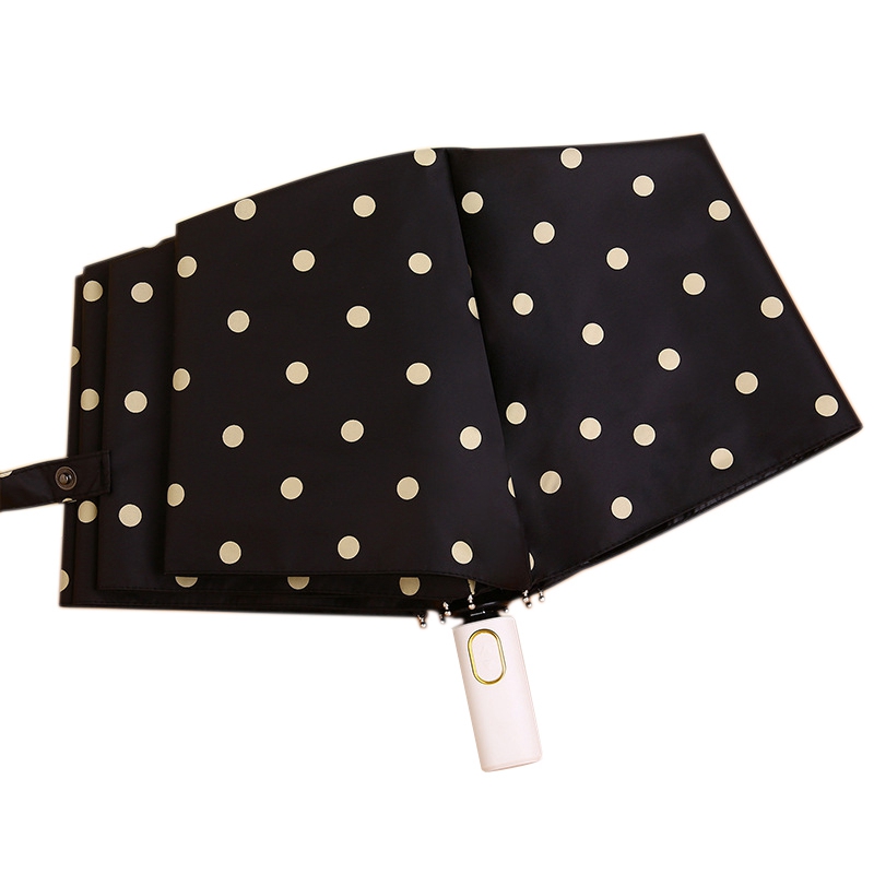 Retro Dots Umbrella Fold Women UV 3-Folding Umbrella Parasol Rain&Sun Rainproof Umbrellas