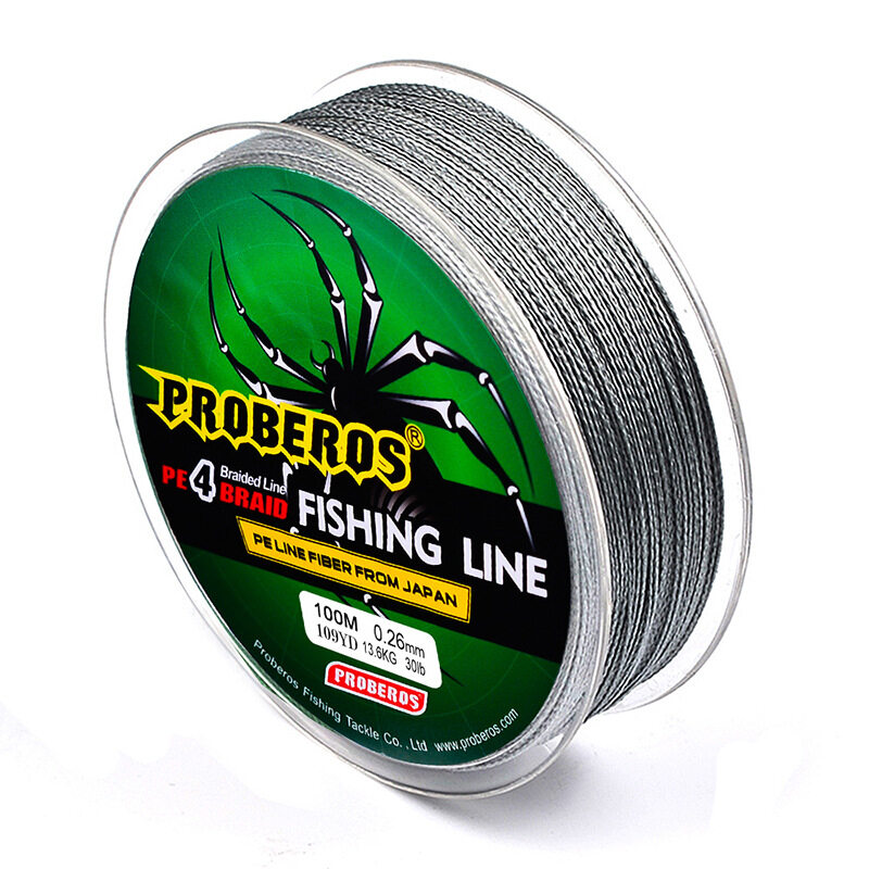 1-2 วัน (ส่งไว ราคาส่ง) สาย PE ถัก 4 สีเทา เหนียว ทน ยาว 100 เมตร - ศูนย์การค้าไทยฟิชชิ่ง [ Thailand Fishing Mall ] Fishing line wire Proberos Pro Beros