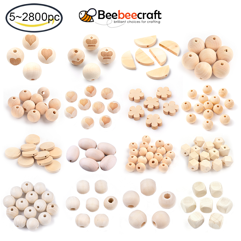 Beebeecraft 10-2800 pc Wooden Beads for Crafts