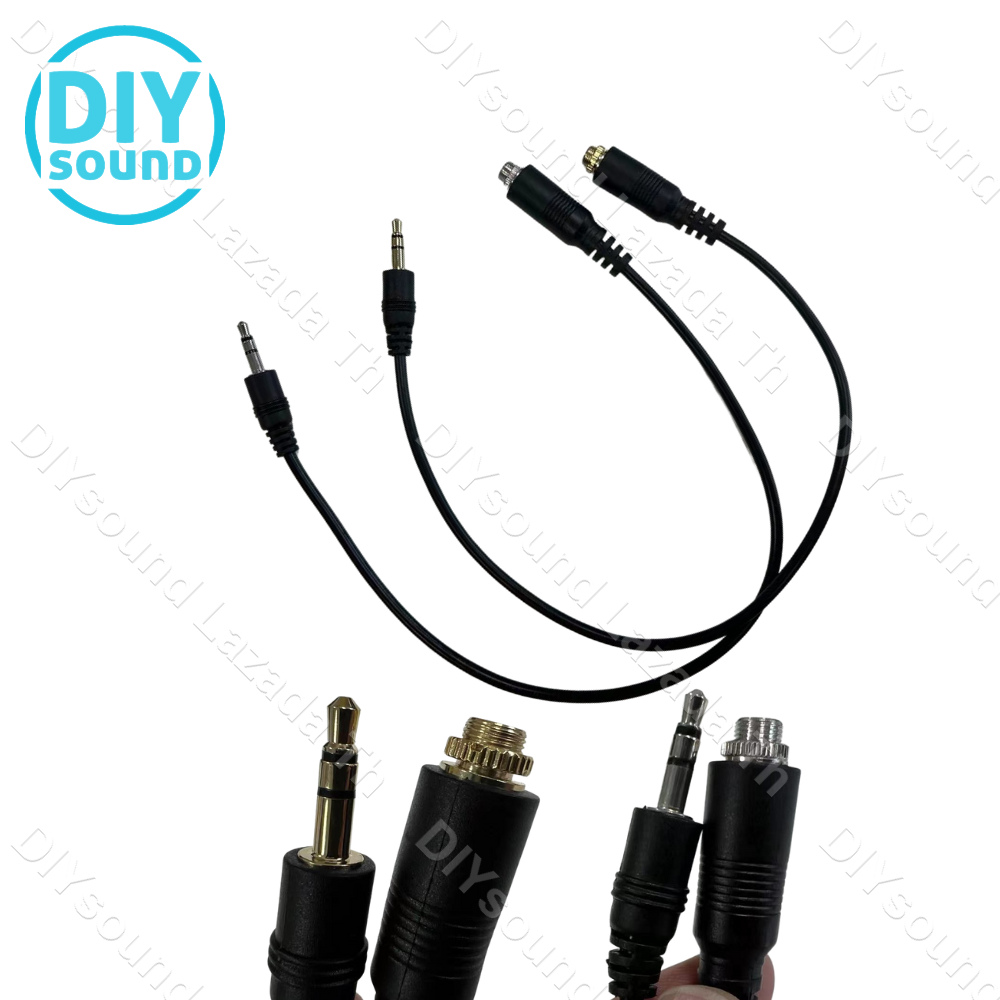 DIYsound 1pcs 30cm pj392 สายไฟต่อ หัวแจ๊ค AUX ตัวเมีย ปลั๊กซ็อกเก็ตเชื่อมต่อหูฟังสเตอริโอสีทอง pj 392 3.5 มม. สายAUXดี เสียงก้ดี