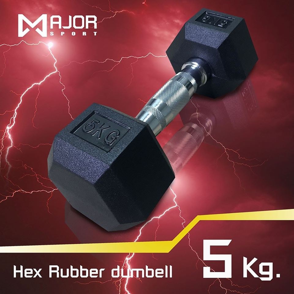 ดัมเบลหกเหลี่ยม ดัมเบลหุ้มยาง แบบจำกัดน้ำหนัก 5Kg (1ข้าง) ราคา 500 บาท*ส่งฟรี