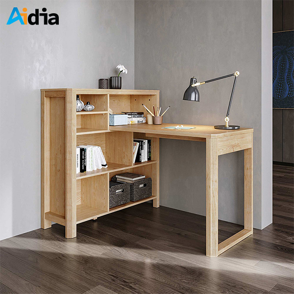 Aidia โต๊ะทำงานพร้อมชั้นวางหนังสือด้านข้าง Japan L Study Table ทำจากไม้คุณภาพดี โต๊ะ โต๊ะไม้ โต๊ะทำงาน โต๊ะคอม ราคา 7,590 บาท*ส่งฟรี