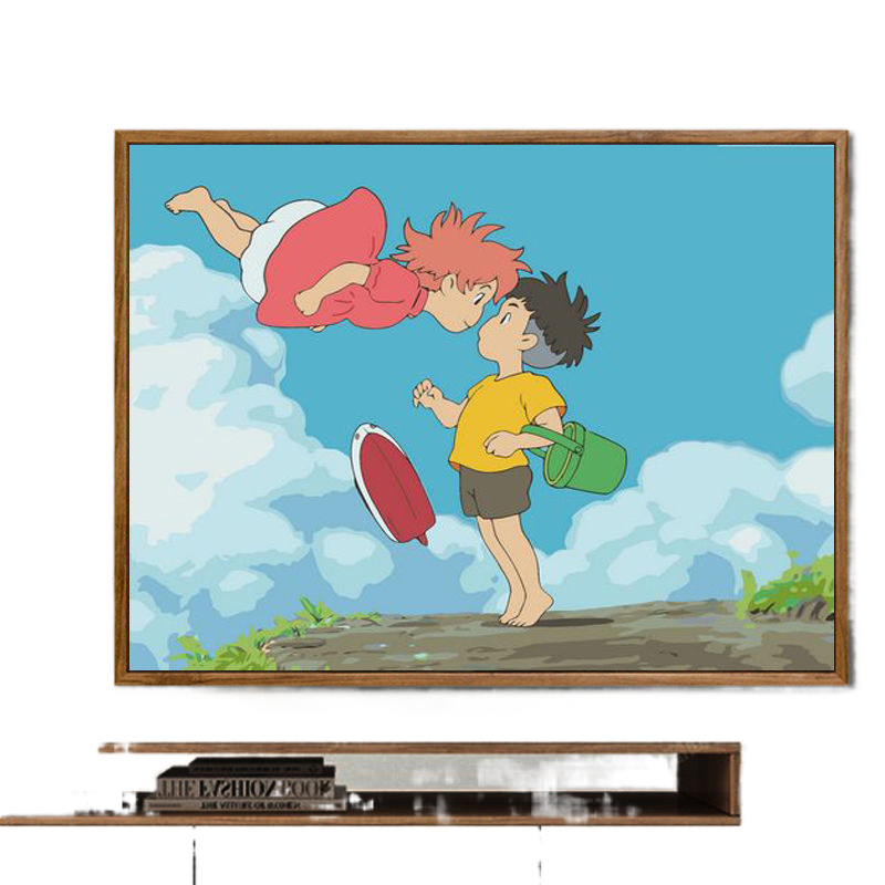 Digital painting diy hand-painted scenery for coloring paints graffiti cartoon characters sitting room adornment bedroom