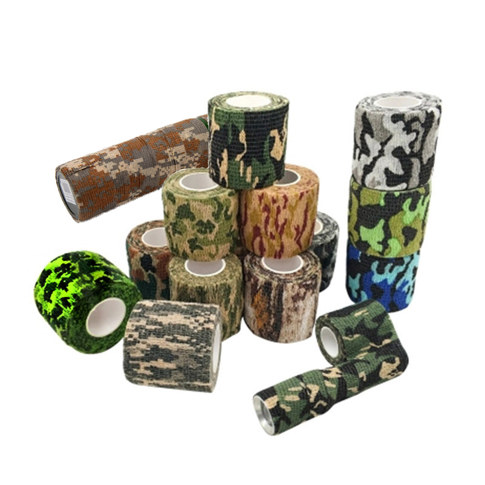 JUICYPEACHNU 1PC Stretch Survival Military Props Stealth Camping Camo Wrap Tapes Outdoor Tools Camouflage Bandage Self-adhesive