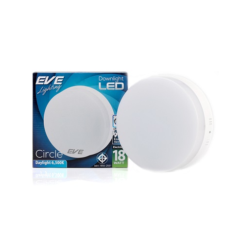 Eve โคมดาวน์ไลท์แอลอีดี ติดลอย หน้ากลม 18 วัตต์ เดย์ไลท์ สีขาว แพ็ค 2 ชุด