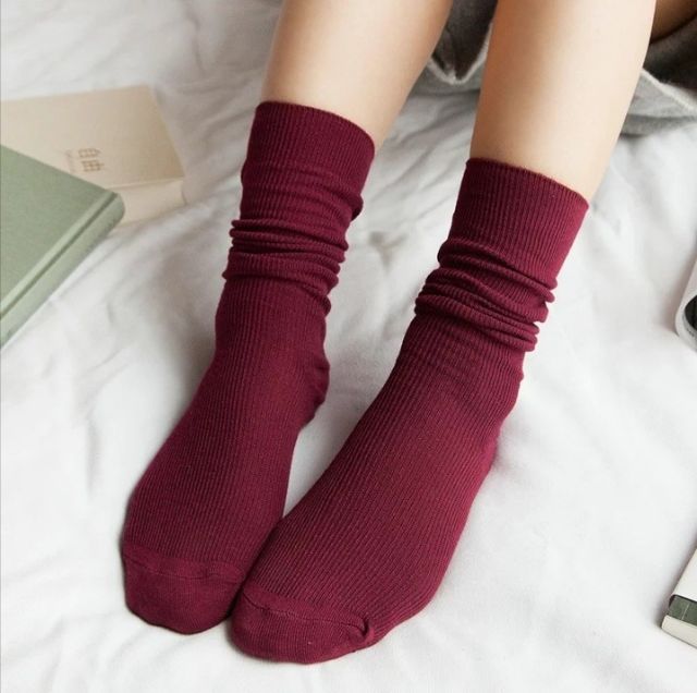 [PS_088] ถุงเท้าแฟชั่นมินิมอลถุงเท้าสีพื้น สวยชิคหลากเฉดสี ใส่ได้ 2 สไตล์ ทั้งแบบข้อย่นหรือดึงข้อสูง