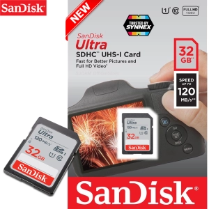 สินค้า SanDisk Ultra SD Card Class10 32GB SDHC Speed 120MB/s (SDSDUN4-032G-GN6IN) Memory เมมโมรี่ เอสดีการ์ด แซนดิส กล้องDSLR กล้องโปร กล้องคอมแพค มิลเลอร์เลส Mirrorless ประกัน 10ปี โดย Synnex