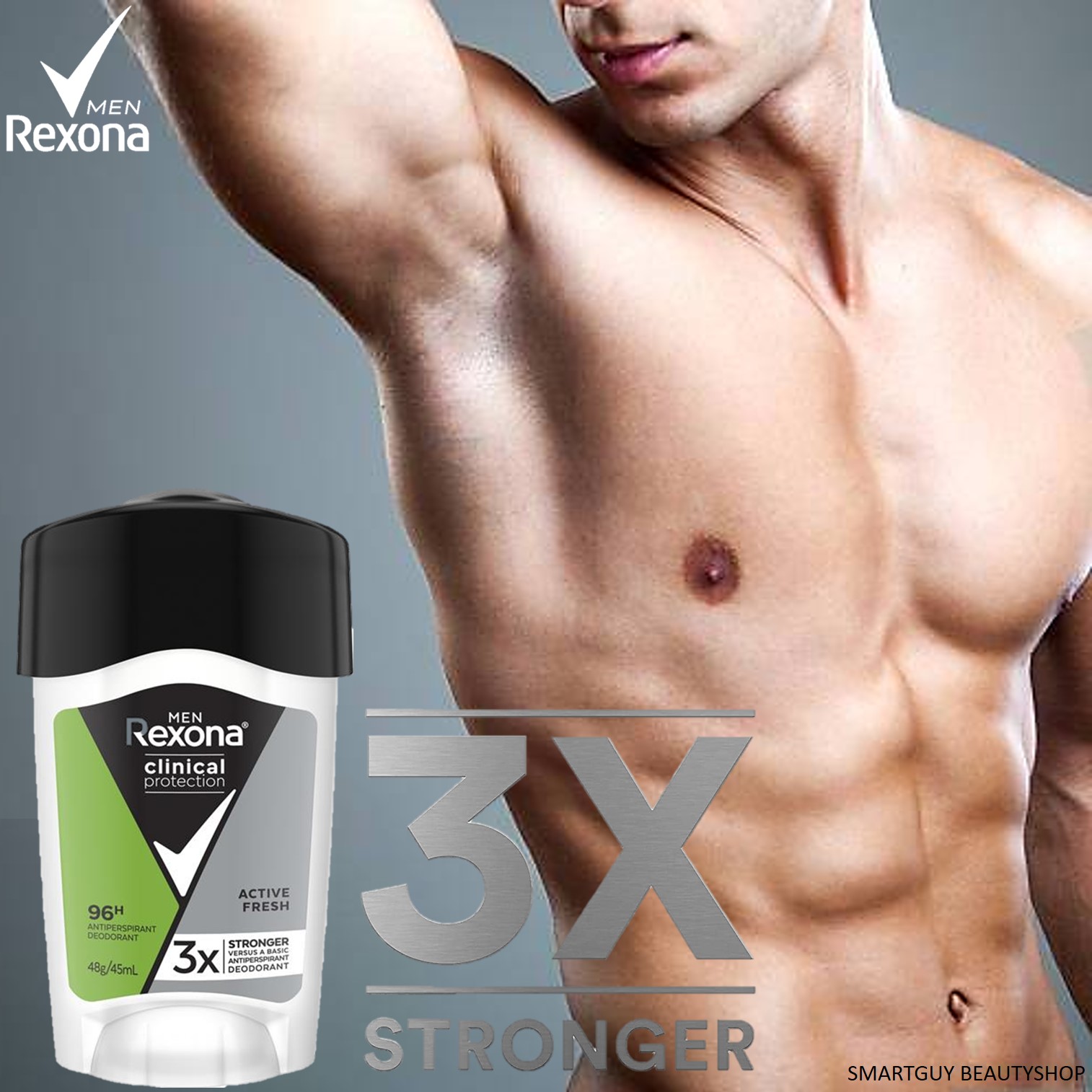 Rexona Men Active Fresh Clinical Protection Antiperspirant ผลิตภัณฑ์ครีมสติ๊กระงับกลิ่นใต้วงแขนสำหรับผู้ชายกลิ่นหอมพิเศษจากต่างประเทศ ราคา 990 บาท*ส่งฟรี