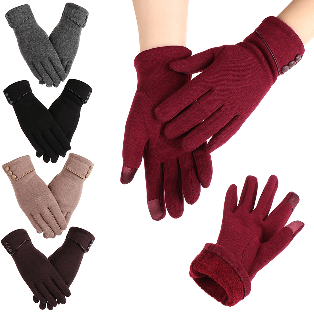 N33GVC3Q New Fashion Graceful Thicken Windproof Skiing Gloves Plus Velvet Driving Mittens Touch Screen Gloves