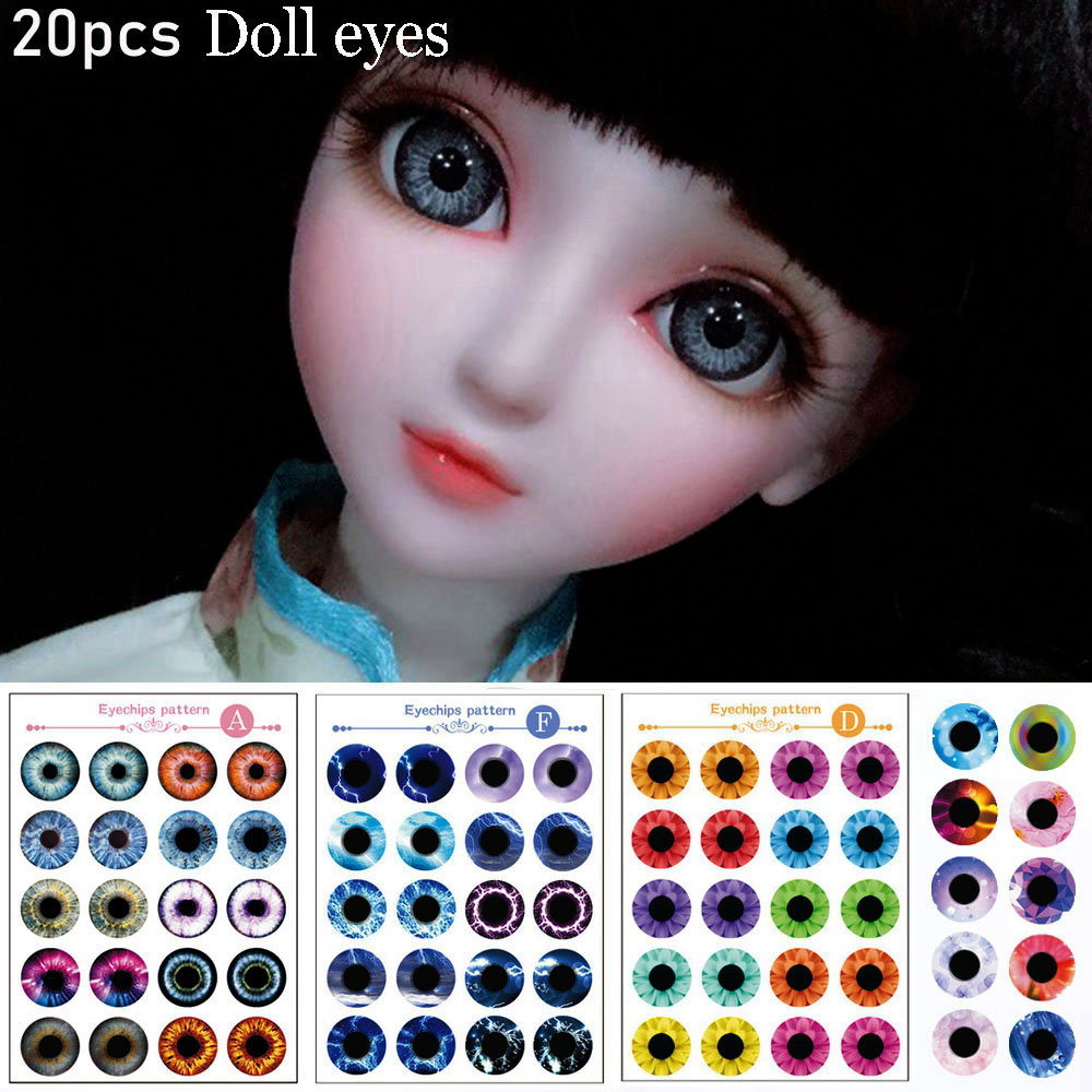 XIANT06969 20pcs/sheet 14mm DIY Craft Thin Glass Funny Doll Eyes Paper Transparent Dolls Eyechips Pattern Eye Chips