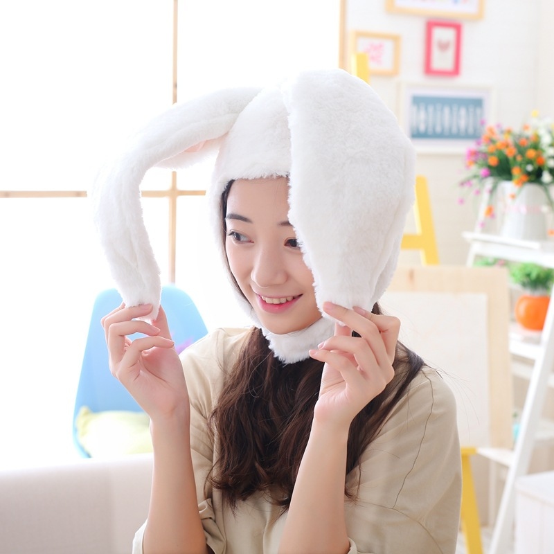 Cute Girls Plush Frog Rabbit Bunny Ears Hat Earflap Cap Head
