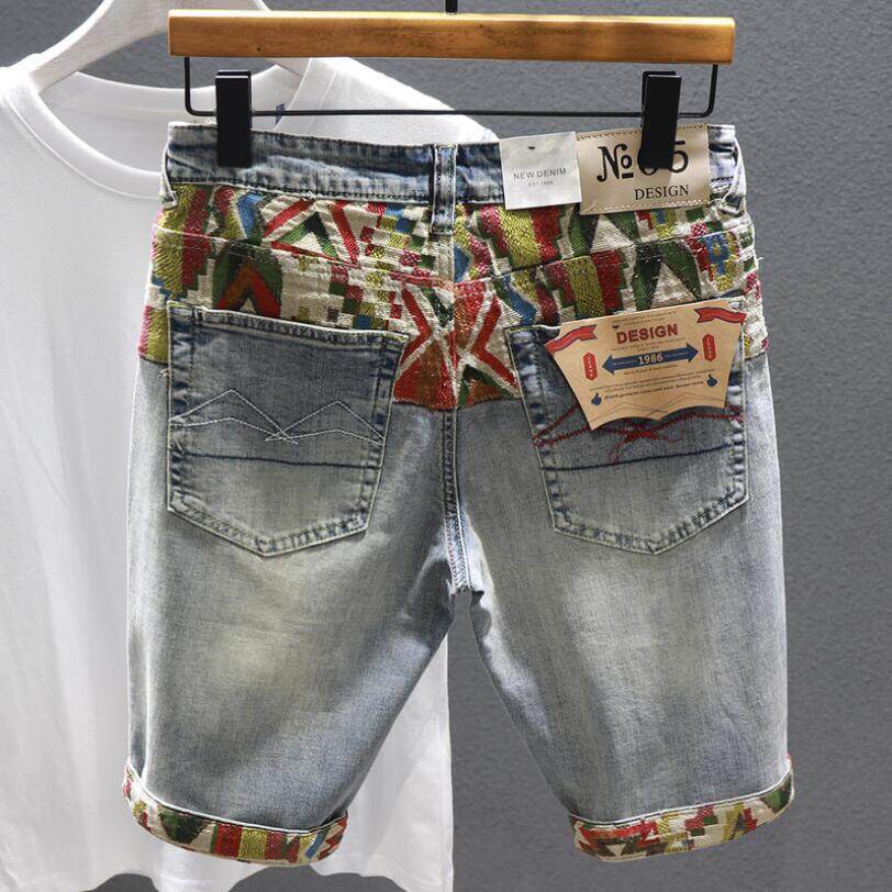 Men Denim Shorts Jeans Stretch Holes Casual Denim Jeans Shorts New Summer